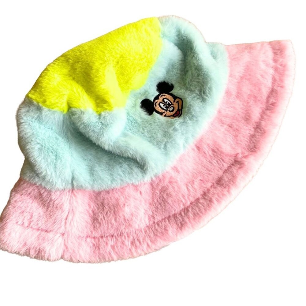 New Disney Parks Mickey Mouse Fuzzy Pastel Bucket Hat